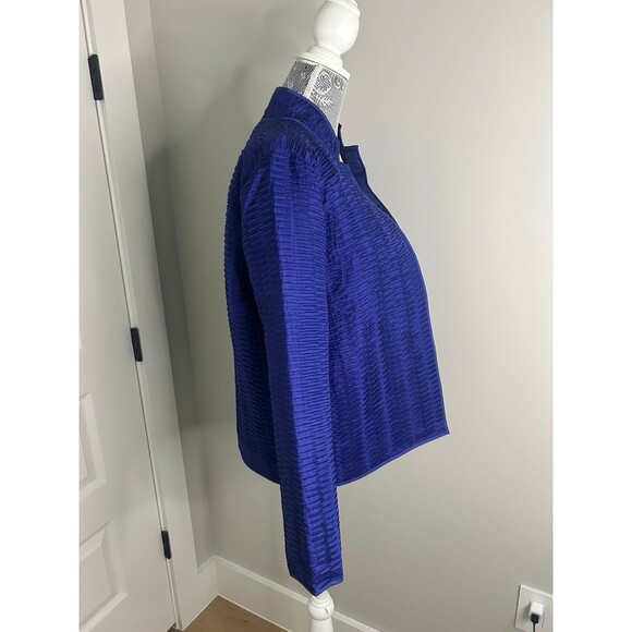 Chicos Womens 100% Silk Textured Jacket Size 0 US Blue Art to Wear Boho - Picture 2 of 7